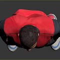 Man Wearing Red Vest Grey Capri Pants White Sneakers with Hands in Pockets
