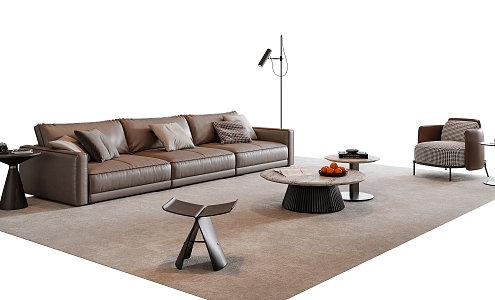 Italian Sofa Coffee Table Combination Leather Sofa Multi-Person Sofa Single Sofa Floor Lamp Side Table 3d model