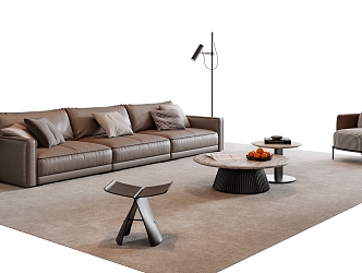 Italian Sofa Coffee Table Combination Leather Sofa Multi-Person Sofa Single Sofa Floor Lamp Side Table 3d model