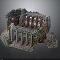 Ancient Ruin Architectural Model With Weathered Stone Walls Columns And Arched Openings