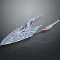Futuristic Spaceship Model With Sleek Design And Metallic Finish Details