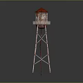 Red Lighthouse Tower With Red Roof Ladder Design And Observation Deck