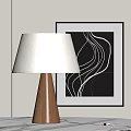 Solid wood table lamp linen lampshade 3d model