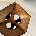 Copper Geometric Decorative Ornament Set With Hollow Design For Home Decor