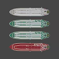 Row of Oil Tanker Ships with Colored Hulls Arranged Side by Side