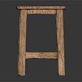 Rustic Solid Wood Stool With Simple Design And Square Seat Legs