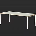 Modern Rectangular Table With White Tabletop And Silver Metal Legs 3d model