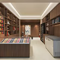 Modern Tobacco and Liquor Store Interior With Wooden Shelves Display Counter Colorful Products and Freezer