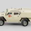 Sand Colored Armored Military Vehicle With Tactical Design And Round Emblem