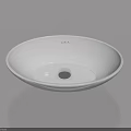 White VIFA Round Washbasin with Blue Drain Hole on Gray Background and Reflection 3d model