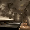 Cave Style SPA Sauna Interior With Natural Rock Walls Soft Lighting And Relaxing Ambiance
