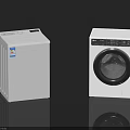 White Top Load And Front Load Washing Machines With Modern Home Appliance Design