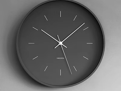 Modern Round Black LANGRIA Wall Clock with White Hands and Minimalist Dial 3d model