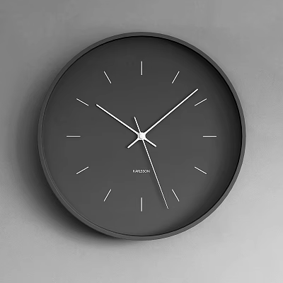 Modern Round Black LANGRIA Wall Clock with White Hands and Minimalist Dial 3d model