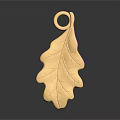 Ornamental Gold Leaf Pendant Featuring Intricate Vein Texture And Top Loop