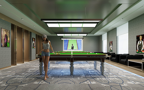 Modern Billiards Room Joe's Billiards Hall 3d model