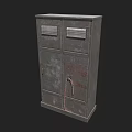 Vintage Metal Cabinet With Rustic Texture Double Doors And Top Panels Design