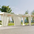 Modern Public Chairs In Outdoor Natural Space With Green Trees And Grass