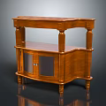 Wooden Wardrobe with Classic Design and Carved Columns Featuring Glass Door Cabinet