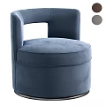 Blue Round Accent Chair With Velvet Upholstery And Comfortable Armrest Design