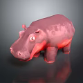 Pink Hippo 3D Rendered Model With Textured Body And Dark Background 3d model