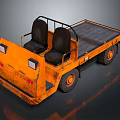 Orange Utility Vehicle With Two Black Seats Open Flatbed And Rear Lights 3d model