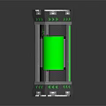 Cylindrical Daily Use Appliance With Green Glowing Transparent Section And Decorative Accents