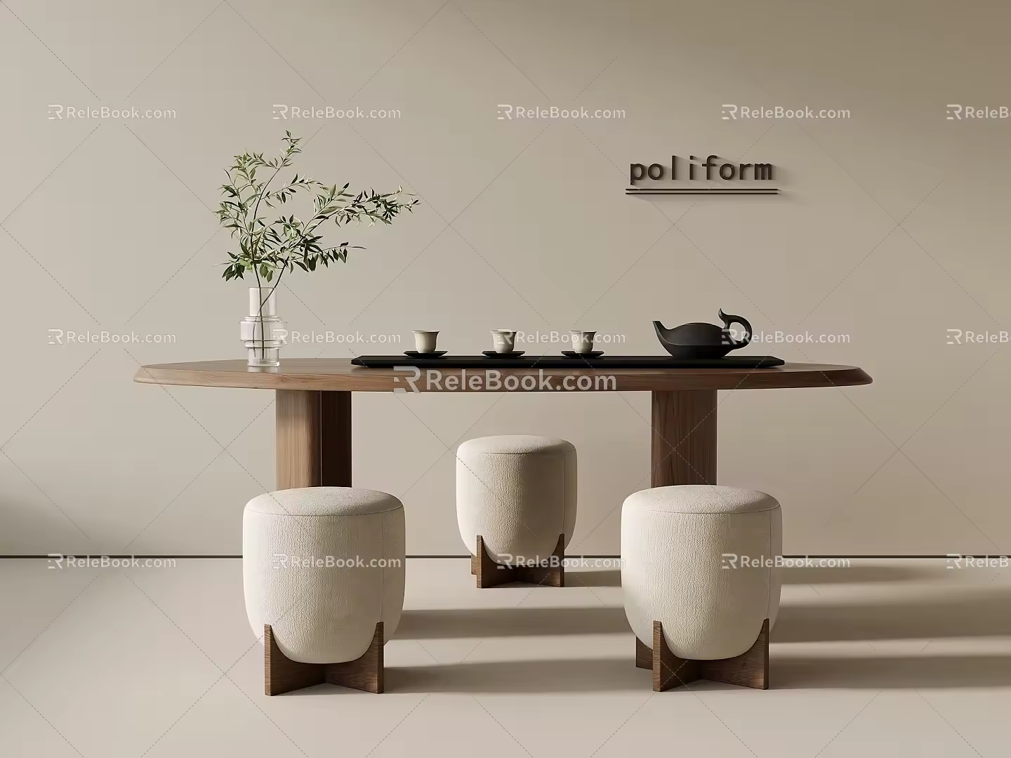 Middle ancient style tea table and chair tea table 3d model