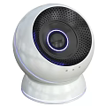 Spherical Wireless Speaker With White Exterior Blue Ring Light And Mesh Grille