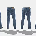 Classic Blue Denim Jeans With Different Styles And Casual Design 3d model