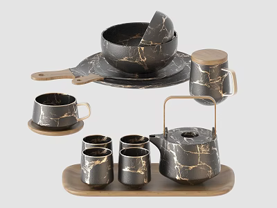 Water cup kettle teapot suit 3d model