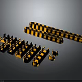 Yellow And Black Striped Scene Components With Various Strip And Block Pieces