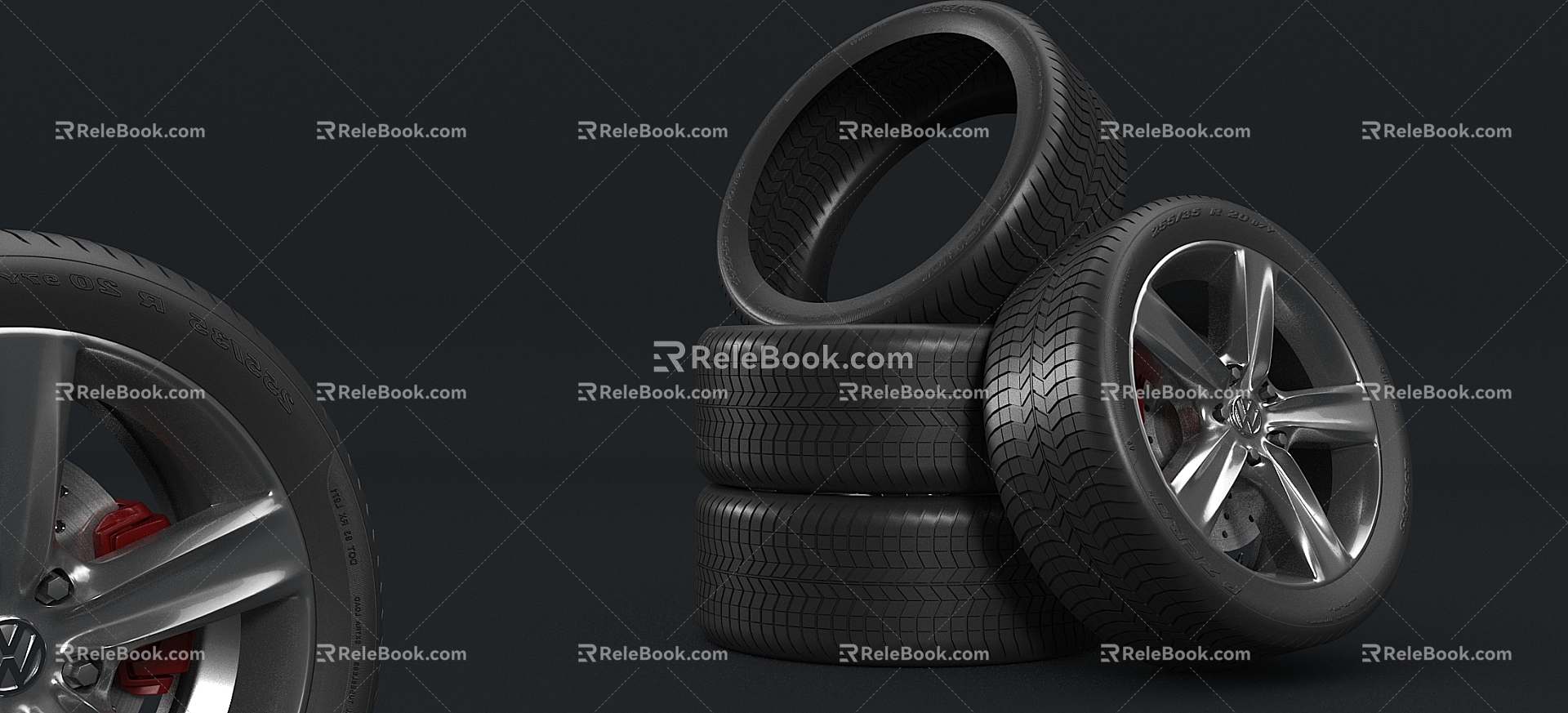 Realistic Fine Wheel Realistic Tire 3d model