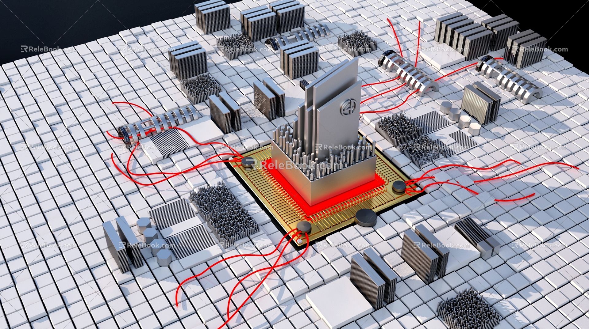 Creative sci-fi chip scene chip decoration 3d model