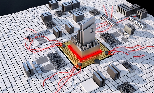 Creative sci-fi chip scene chip decoration 3d model