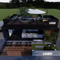Modern Storefront Facade Design With Glass Structure Outdoor Seating Logo Sign And Greenery