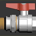 Red Handle Silver Body Ball Valve With Golden Threaded Connections And Metal Construction