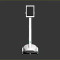 White Robot With Screen On Long Pole Stand And Green Indicator Lights Base 3d model