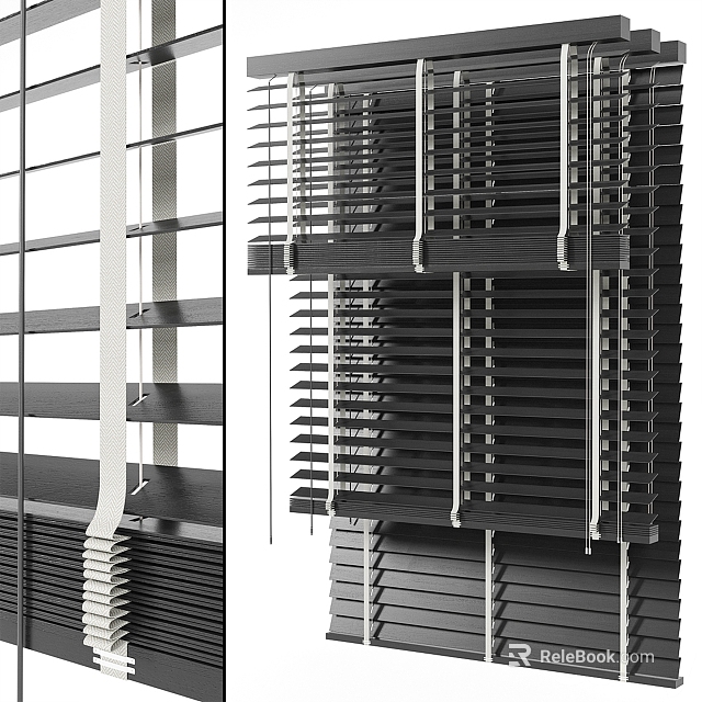 Modern Architectural Louvre Blinds With Metal Horizontal Slats And Structural Design 3d model 
