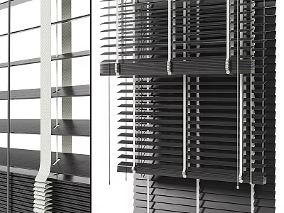 Modern Architectural Louvre Blinds With Metal Horizontal Slats And Structural Design 3d model
