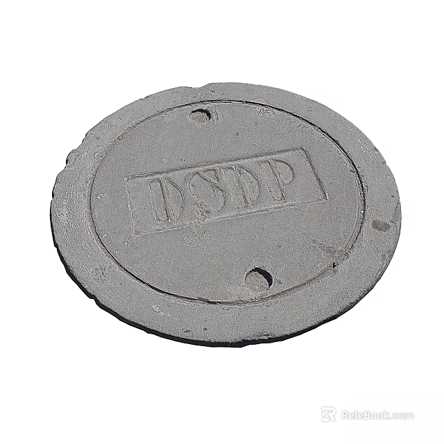 Ground Circular Manhole Cover With OSDP Lettering And Two Holes 3d model 