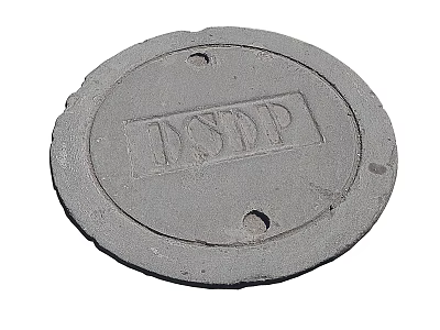 Ground Circular Manhole Cover With OSDP Lettering And Two Holes 3d model