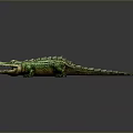 Realistic Green Crocodile Toy Figure With Open Mouth Detailed Scales On Dark Background