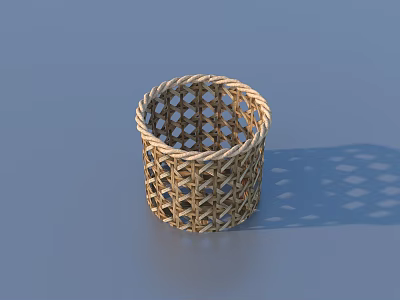 Woven Rattan Cylindrical Basket With Hollow Out Design For Daily Use 3d model