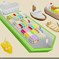 Water Transport Vehicles Such as Container Ship Small Boat and Cargo Vessel Displaying Colorful Containers
