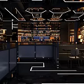 Modern Bar Interior Design With Stylish Lighting Bar Counter And Drink Shelves