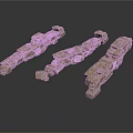 Three Sand Colored Scene Components With Intricate Modular Design And Connector Parts