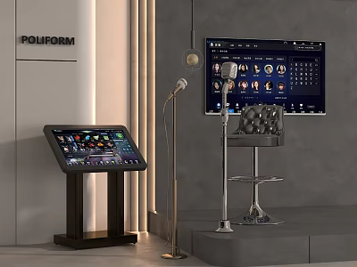 Modern Home Entertainment Appliances With Touchscreen Display Wall Mounted Screen Microphone And Audio Device 3d model