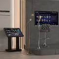 Modern Home Entertainment Appliances With Touchscreen Display Wall Mounted Screen Microphone And Audio Device