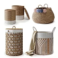 Decorative Handwoven Storage Baskets with Lids Handles for Home Organization
